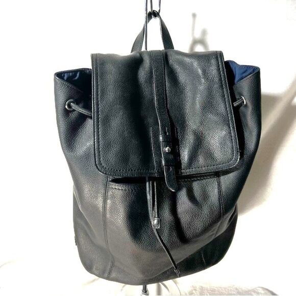 Cole Haan Black Pebbled Leather Backpack - Picture 1 of 16